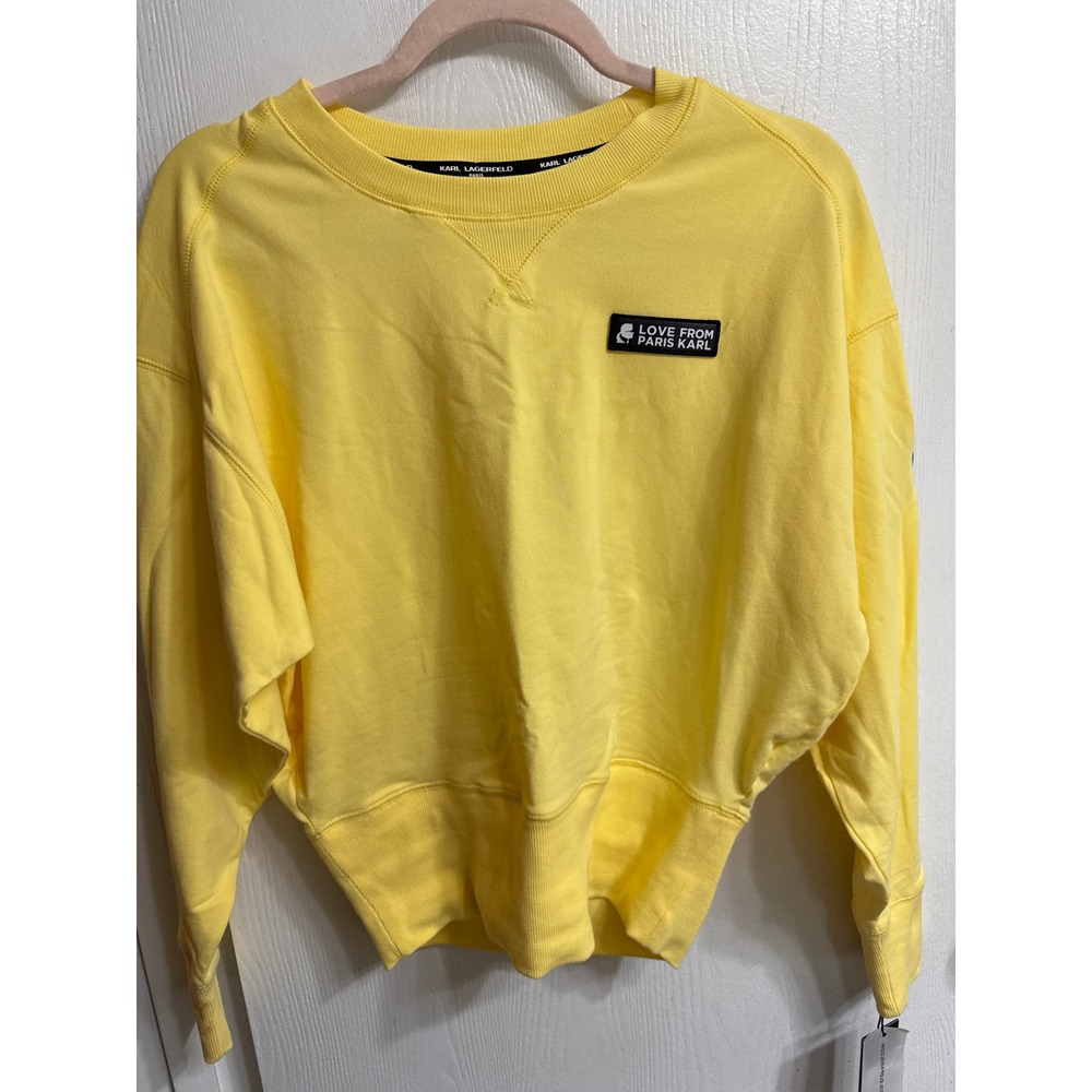 Karl Lagerfeld Paris Essentials Yellow Sweatshirt Love From Paris Karl XS NWT